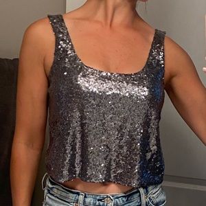 Silver Sequin Tank Top 🩶